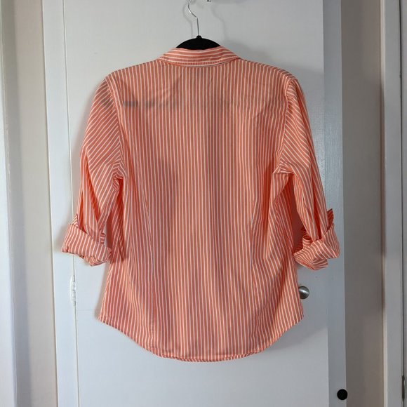Charter Club Orange Striped Button Down Shirt - Picture 4 of 7